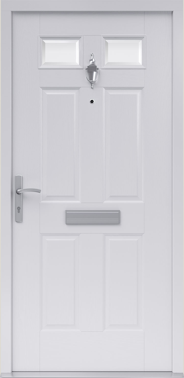 FireShield Door in White. Alnwick style with clear glass